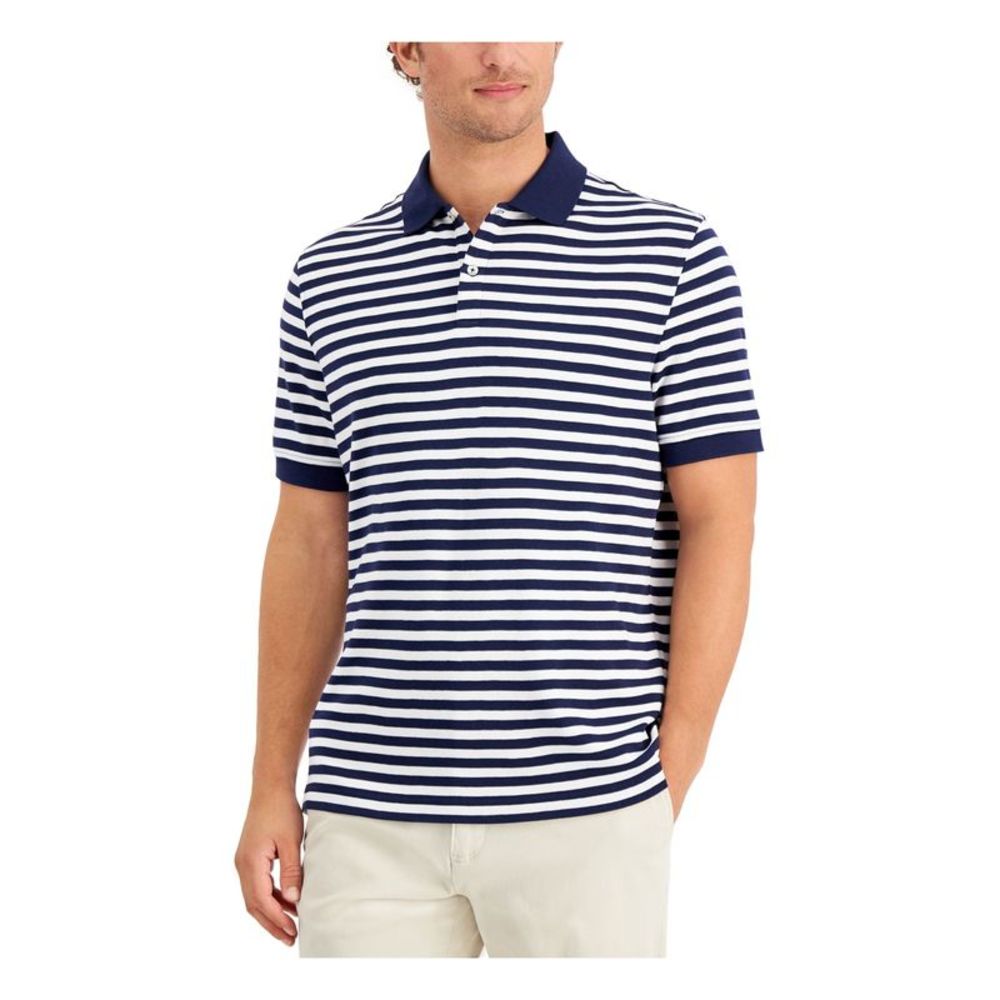 CLUBROOM Mens Navy Striped Polo XXL